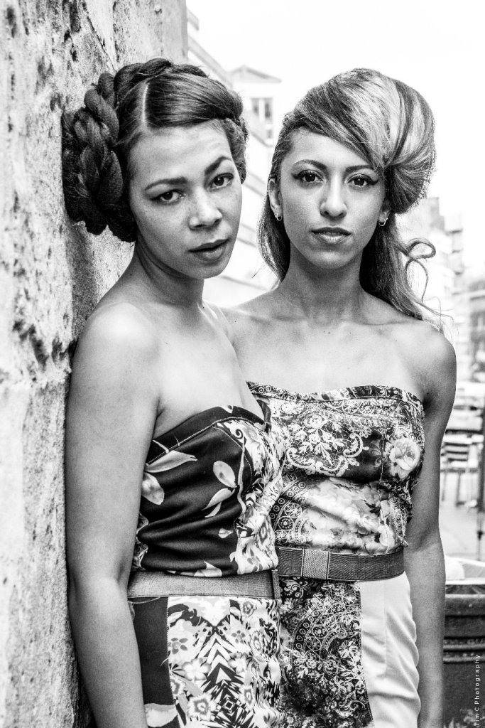 Francisca Serrette and Tanya-Marie Duodu wearing Mary Martin. Photographer Tim Copsey